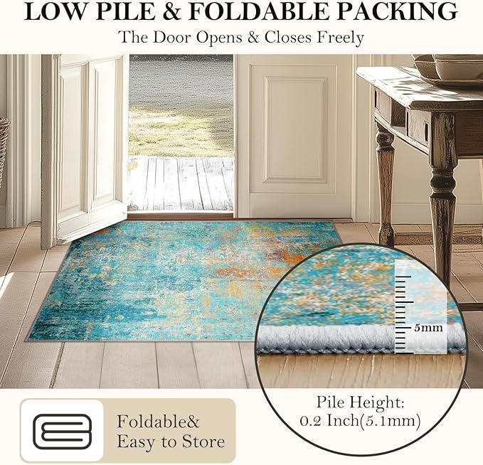 RELEANY Washable Area Rugs 5'x8' Non-Slip Modern Abstract Soft - Image 5