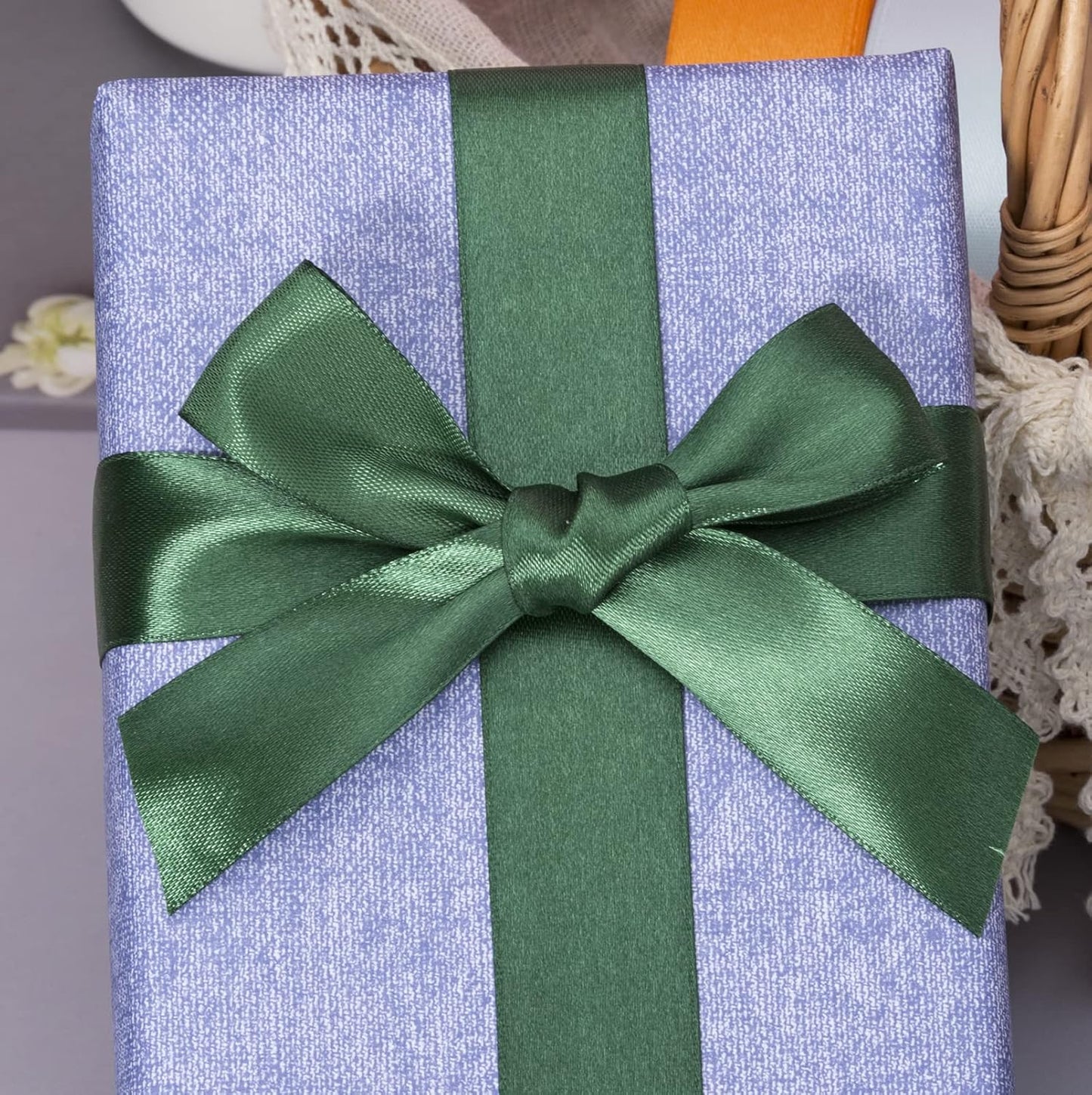 1 Inch Dark Green Solid Satin Ribbon, 50 Yards Craft Fabric Ribbon for Gift Wrapping Floral Bouquets Wedding Party Decoration