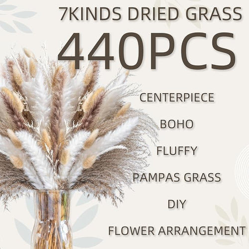 440PCS Natural Pampas Grass Mix Bouquet | Dried Pampas Bouquet - Image 2