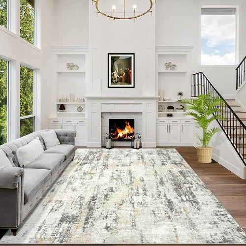 9x12 Area Rugs Washable Rug: Modern Abstract Living Room Rug Soft Anti-Skid by GENTDRIZZ