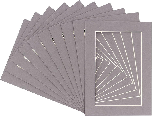 8x10 Mat for 6x8 Photo - Precut Charcoal Picture Matboard for Frames Measuring 8 x 10 Inches - Bevel Cut Matte to Display Art Measuring 6 x 8 Inches - Acid Free Pack of Ten MATS