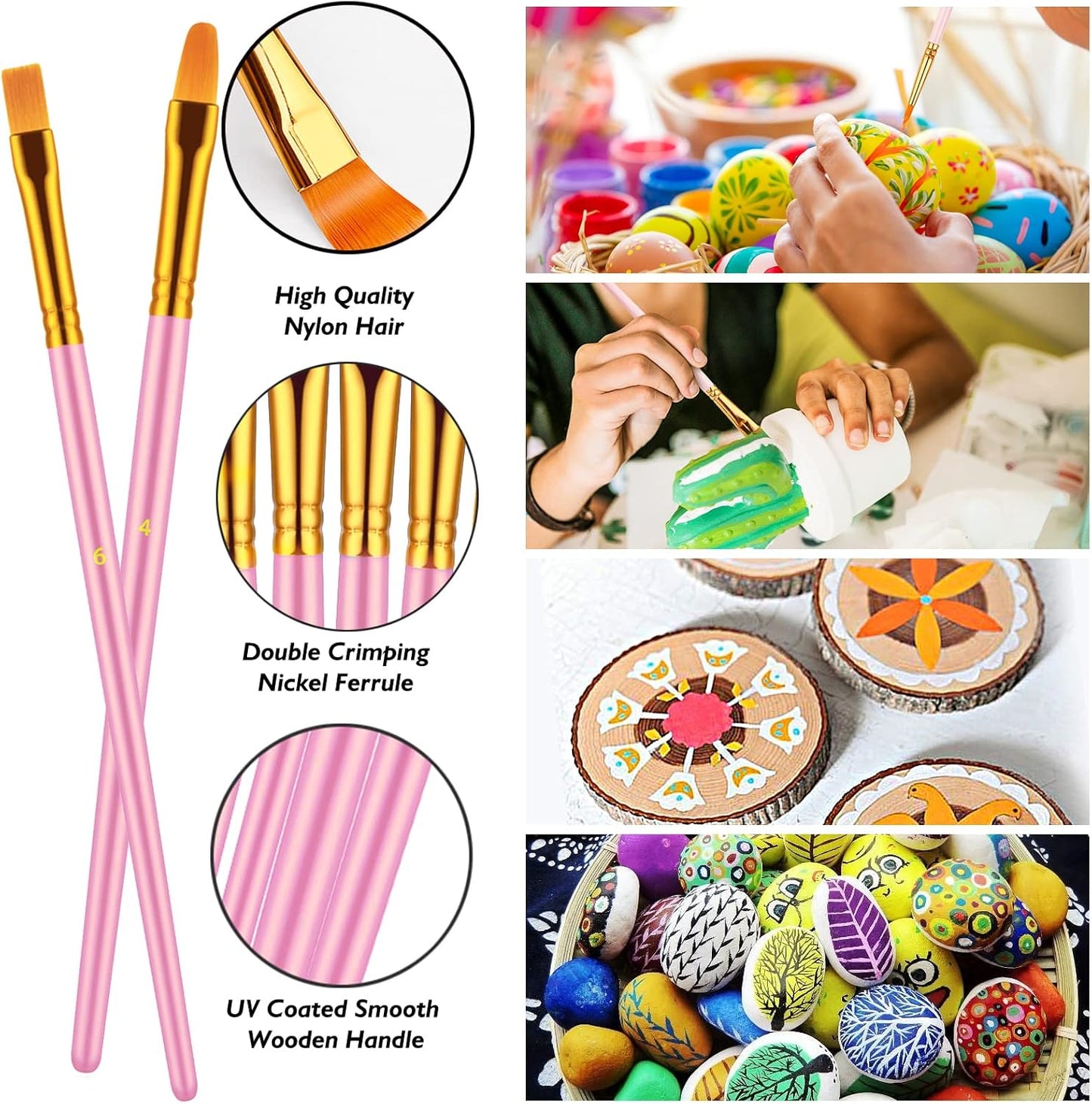 Paint Brushes Set, 20 Pcs Paint Brushes for Acrylic Painting, Oil Watercolor Acrylic Paint Brush, Artist Paintbrushes for Body Face Rock Canvas, Kids Adult Drawing Arts Crafts Supplies, Blush
