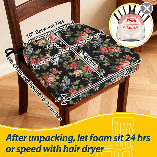 AAAAAcessories D-Shaped Chair Cushions, Machine-Washable Cover, Night-Blooming - Image 2