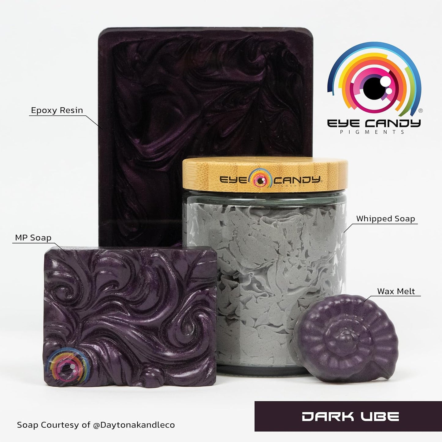 Eye Candy Pigments Premium Purple Mica Powder - Dark Ube (25gr) - for Epoxy, Resin, Soap, Paint, Woodworking, Acrylic Pouring, Bath Bombs, Fishing Lures - DIY Arts and Crafts Additive