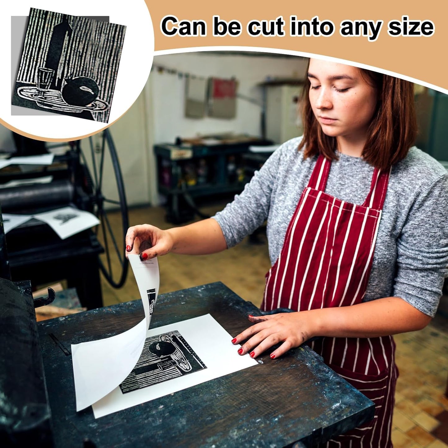 Yeaqee 4 Pcs Linoleum Block Rubber Carving Block Soft Linocut Blocks Large Linoleum Sheet Unmounted Lino Plates for Engraving Art Project Printmaking Artist Studio Supplies (12 x 12 Inch,Gray)