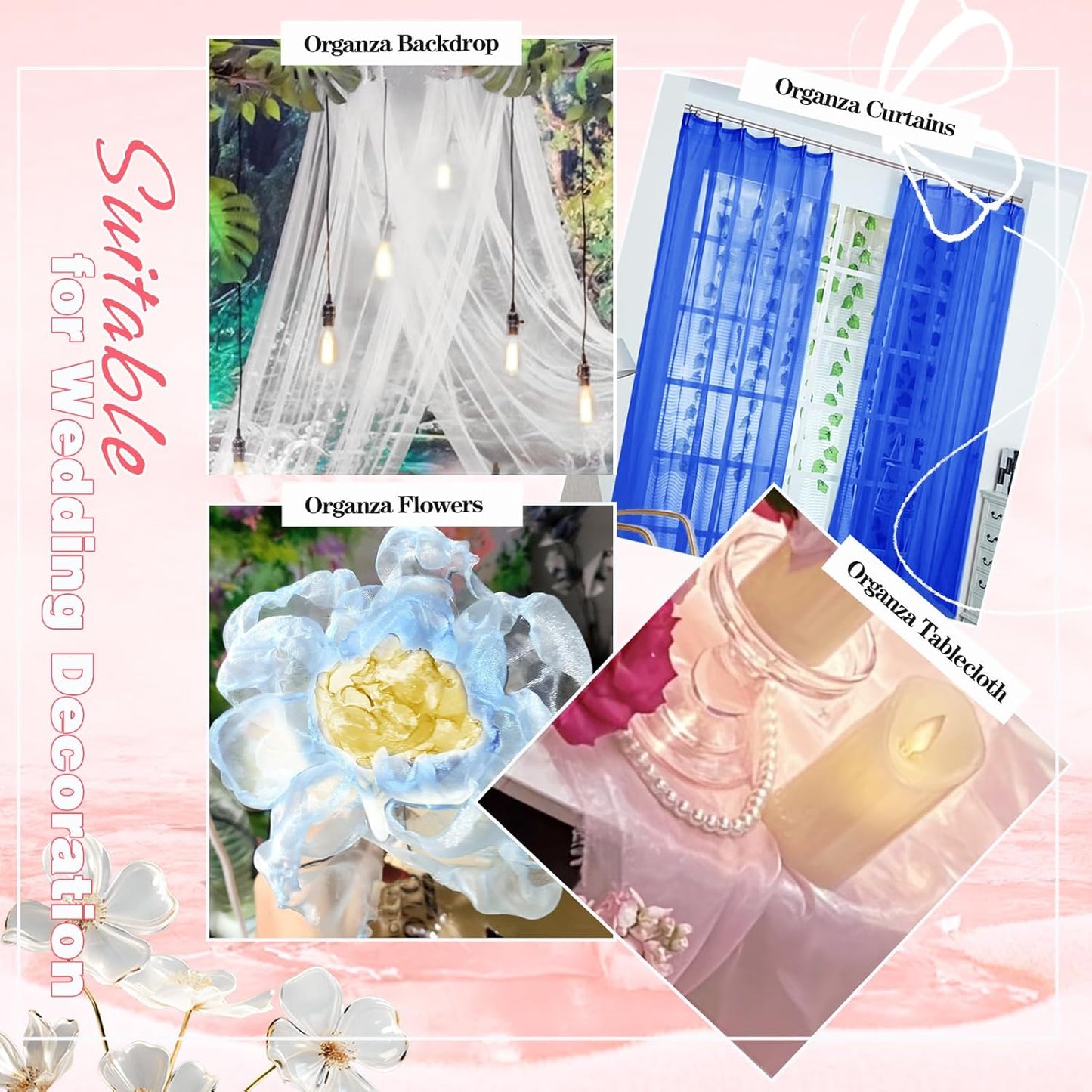 VACVELT Sheer Organza Fabric by The Yard, 60 Inch Wide Red Organza Fabric Bolt Bridal Sheer Tulle Fabric, Silk Organza Fabric Roll for Wedding Party Decorations Backdrop Curtain (1 Yard)