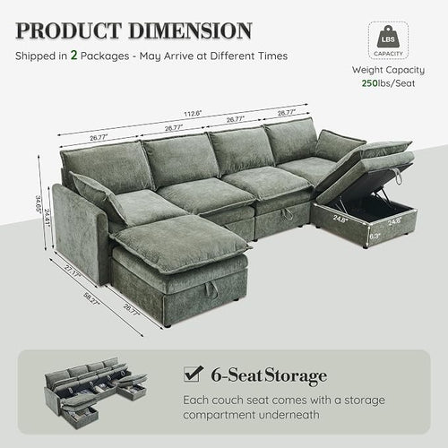 112.6" Modular Sectional Cloud Couches - Image 2