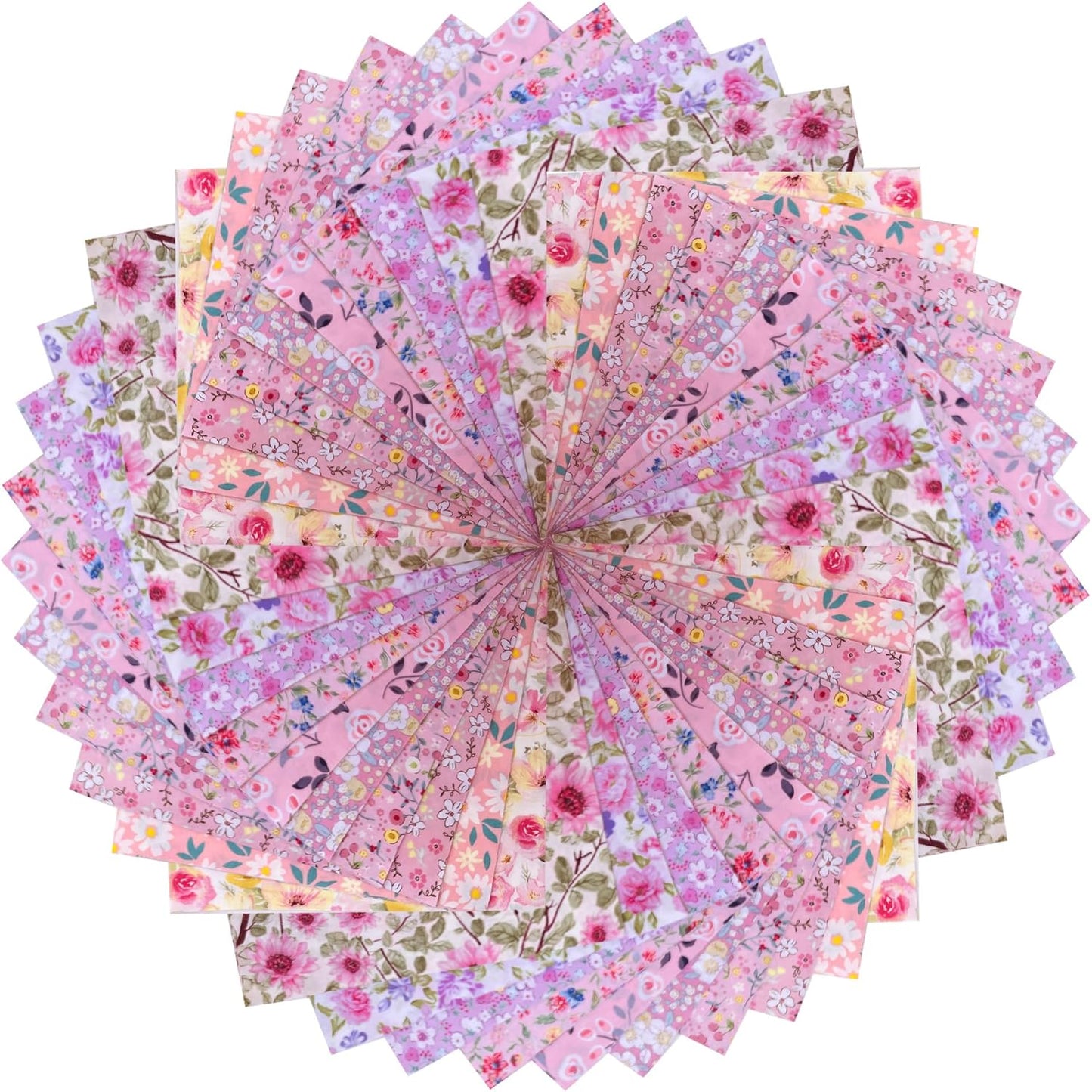 HANPATQUI 50PCS 10 x 10 inch Pink Printed 100% Cotton Fat Quarters Fabric for Sewing and Quilting Bundles Precut Fabric Square for DIY Craft Patchwork