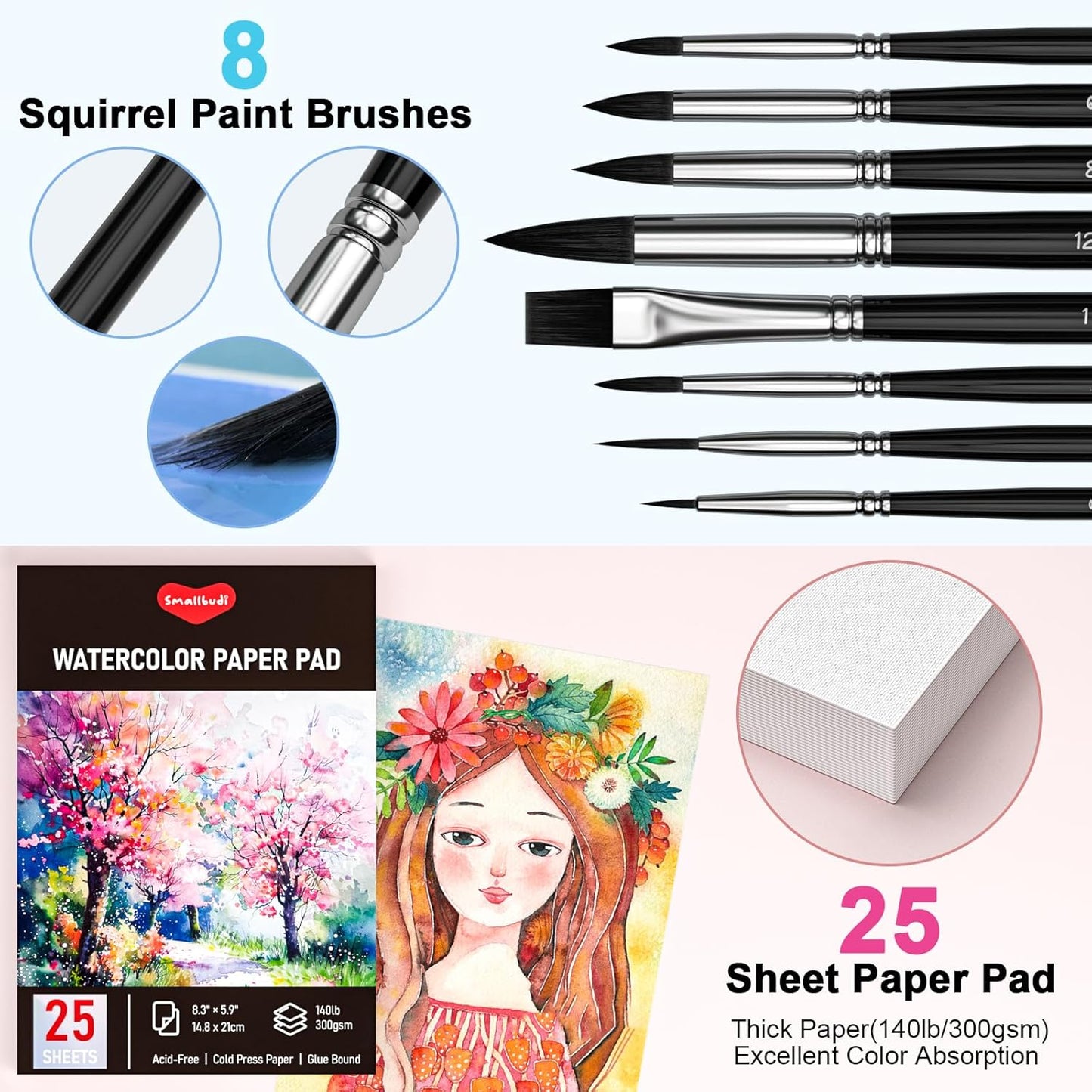 Watercolor Paint Set 168 Colors Including Metallic, Watercolor Kit with Case, Watercolor Paper, Paint Brushes, Palette and Accessories, Water Color Art Supplies Gift for Adults Kids Artists