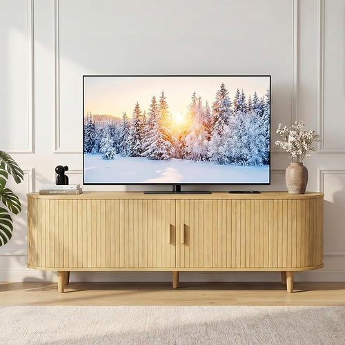 65" Mid Century Modern TV Stand, Wood TV Consoles by Unknown