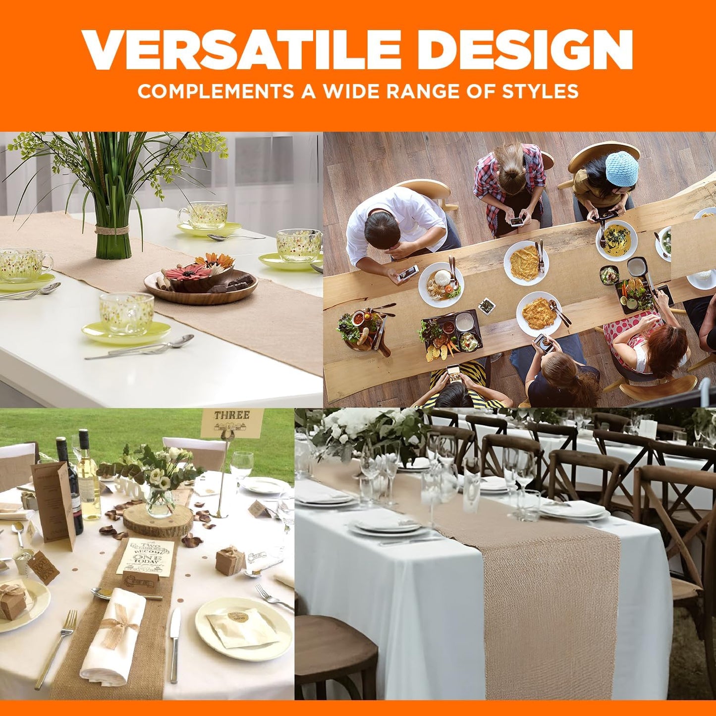 Burlap Table Runners- {12inx10yards}- Burlap Cloth Roll Used for Dining Runners, Crafts, Dresser Cover & Sackcloth - Natural Jute Runner Suitable for Event Decor, Thanksgiving Table & Weddings