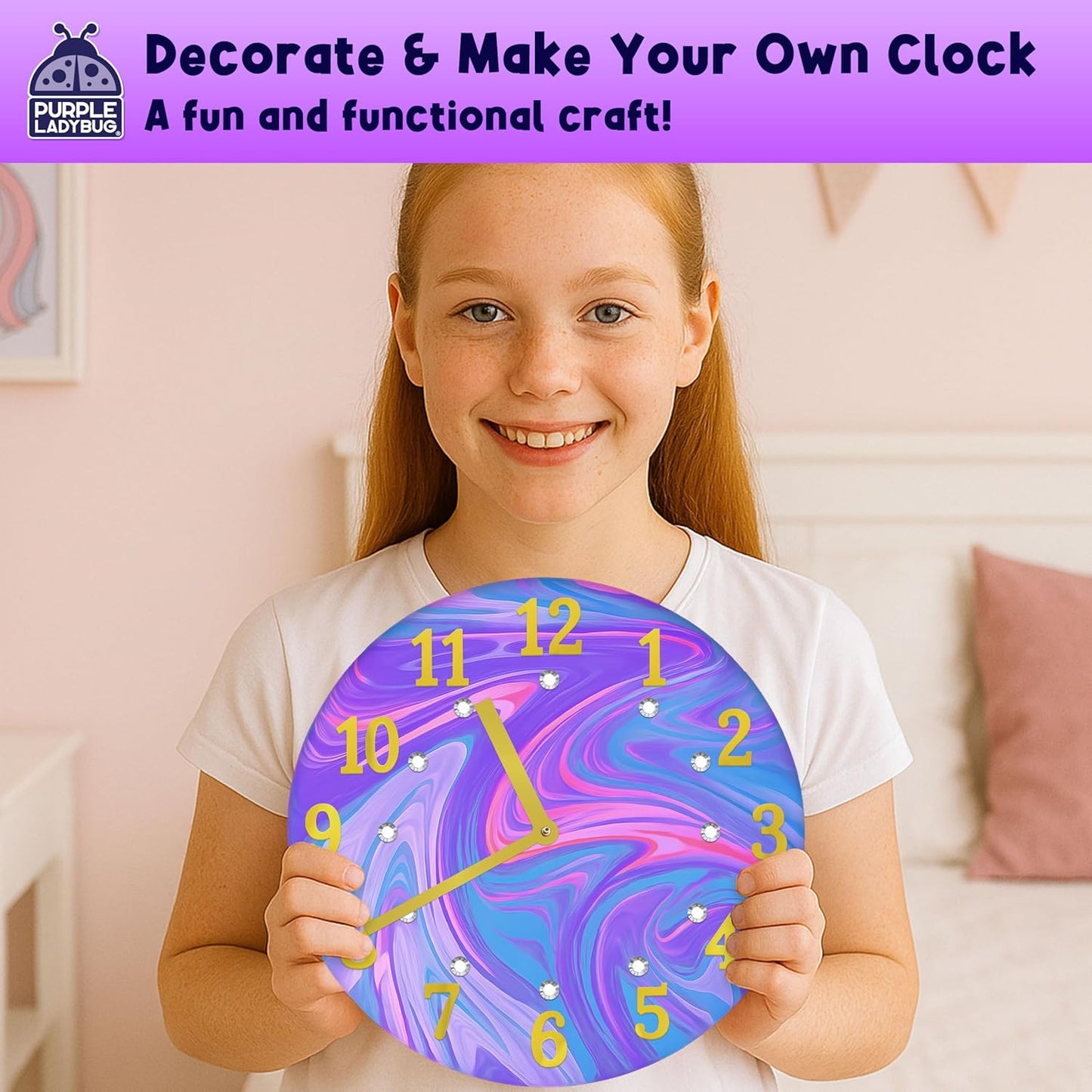 Paint Pouring DIY Clock Kit - Complete Decorate & Painting Kit for Kids 6-8 - Creative Arts & Crafts for Girls Age 10-12 - Christmas Boys & Girls Gifts 8-12 Years Old - Tween & Teen Girl Gifts Ideas