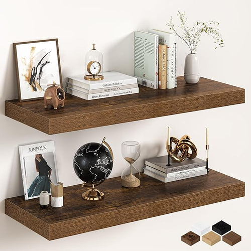 36Inch Floating Shelves for Wall, 12 Inch Deep Shelves for Bedroom, Bathroom by FunMemories