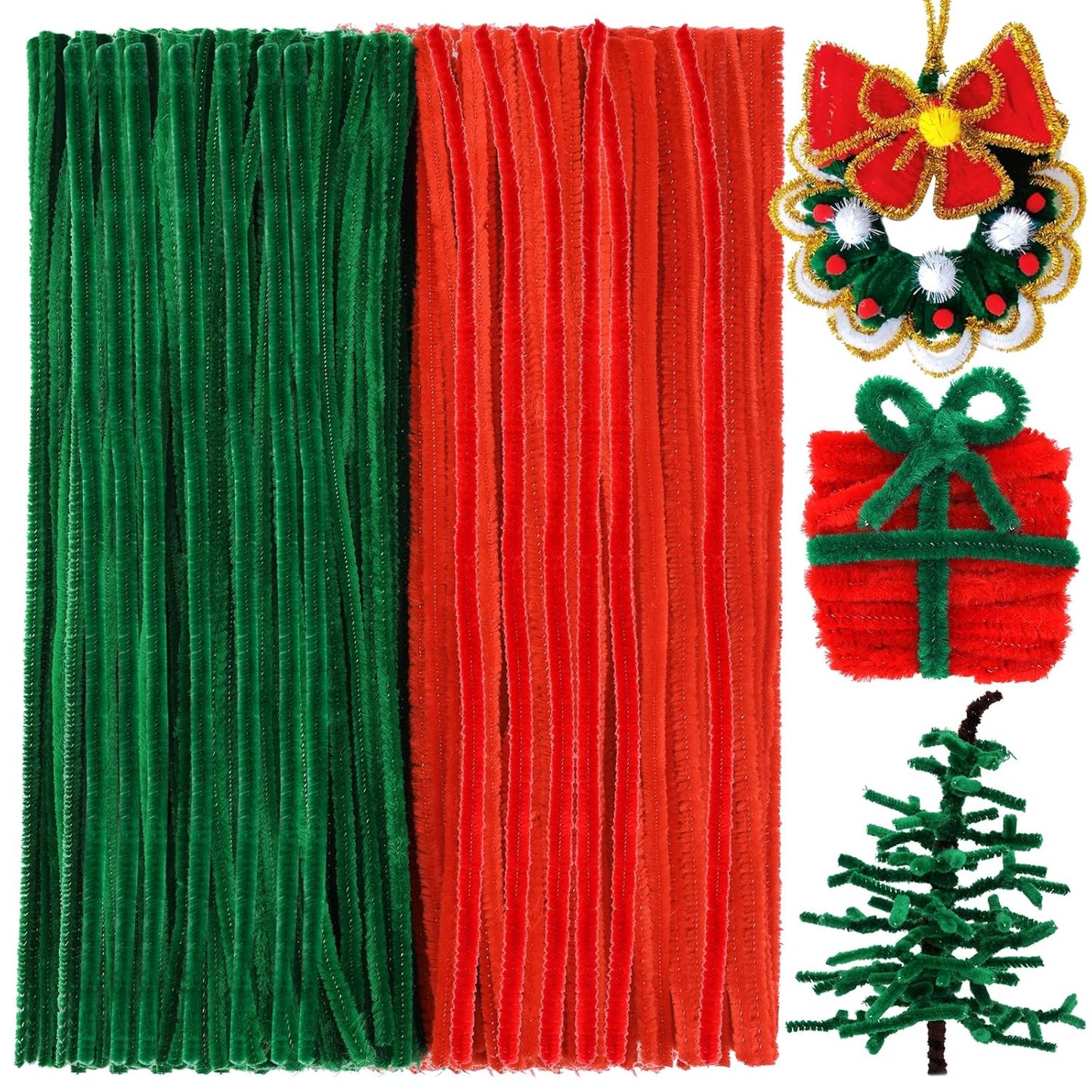 200 Pieces Christmas Pipe Cleaners, Craft Pipe Cleaners, Pipe Cleaners Chenille Stem, Pipe Cleaners Bulk,Art Pipe Cleaners for Creative Christmas Decoration Supplies Arts and Crafts Project