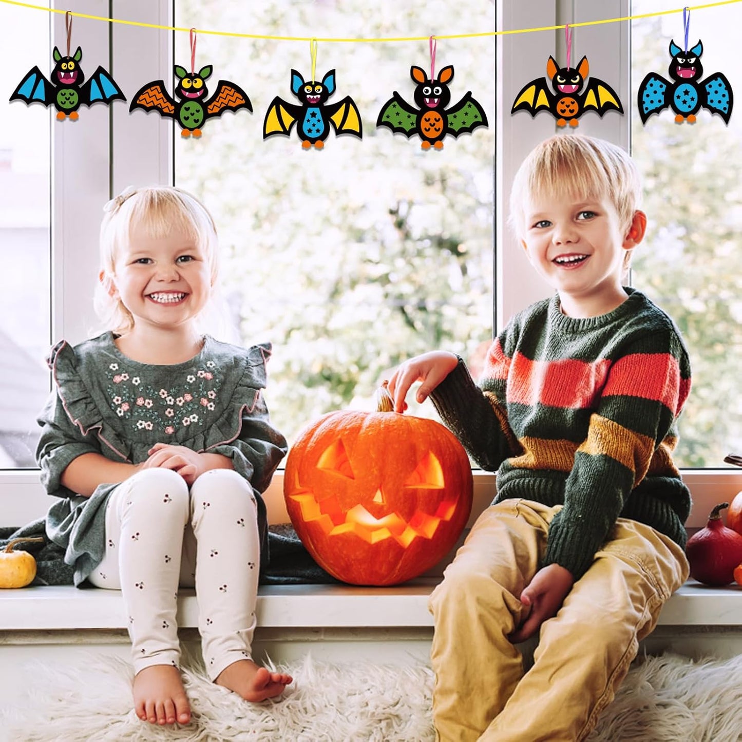 Fennoral 12 Pack Bat Crafts for Kids Bat Crafts Kits Make You Own Bat Foam Stickers Ornament DIY Arts and Crafts for Kids Girls Boys Halloween Party Supplies Halloween Decoration