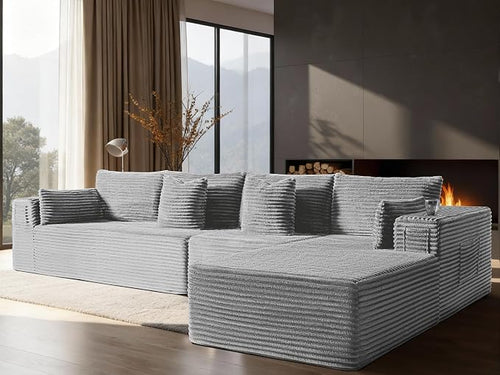 138" Oversized Cloud Sectional Couch, Comfort L Shaped Boneless Couch by VYUXWO