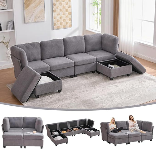 113" Modular Sectional Sofa Couch by Firscook