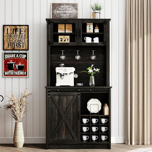 4ever2buy Farmhouse Coffee Bar Cabinet by 4ever2buy