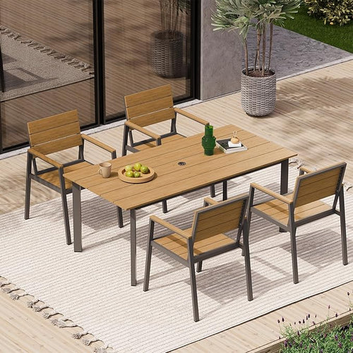 67" Rectangle HDPS Patio Dining Table, Aluminum Outdoor Patio Dining Table - Image 2