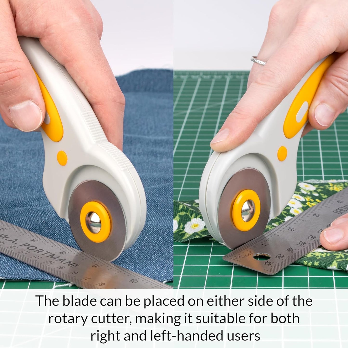 WA Portman Self Healing Cutting Mat & Rotary Cutter for Fabric Set – 18x24 Sewing Cutting Mats for Crafts with 45mm Fabric Cutter Wheel & 5 Rotary Blades – Quilting & Sewing Supplies Kit