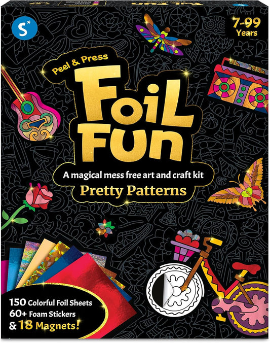 Skillmatics Foil Fun - Pretty Patterns, 18 DIY Magnets Mess-Free Art, Colorful Creative Party Activity, Craft Kits, 60+ Foam Stickers, Christmas Gifts for Kids, Teens, Adults, Families