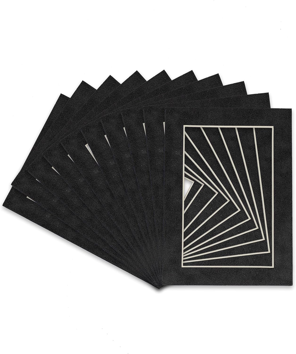 Pack of TEN 11x14 Mats Bevel Cut for 8.5x11 Photos - Acid Free Dark Grey Suede Precut Matboards For Pictures, Photos, Framing - 4-ply Thickness