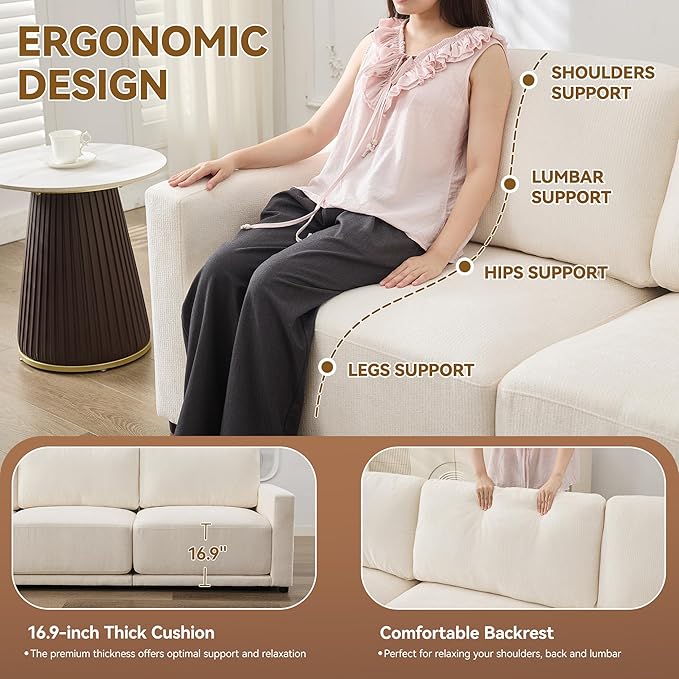 143.8" Modular Sectional Sofa Modern Chenille U Shaped Couch - Image 3