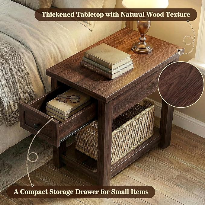 Narrow End Table Set of 2 with Charging Station - Image 7