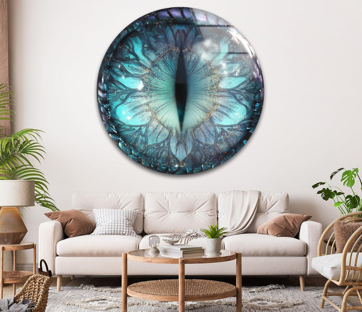My Photostation.com 15.8''(40cm) Diameter Mystical Dragon Eye Round Glass Wall Art Tempered Glass Printing Wall Decor Large Wall Art Wall Hangings