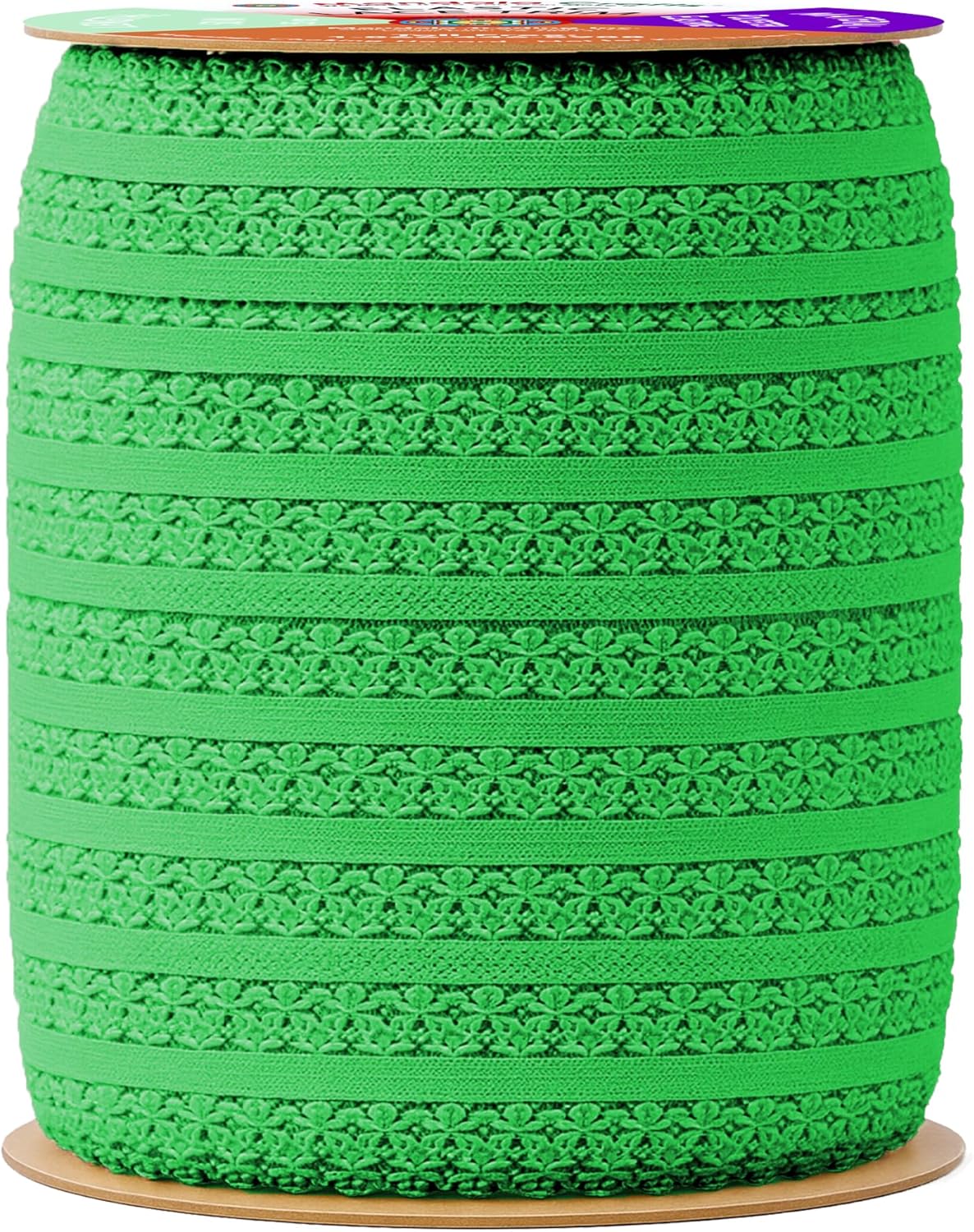 Mandala Crafts Green Stretch Lace Soft Elastic Trim Roll - 55 Yards 1 Inch Wide Stretchy Frilly Picot Ribbon for Sewing Lingerie, Headbands, Underwear, and Crafts