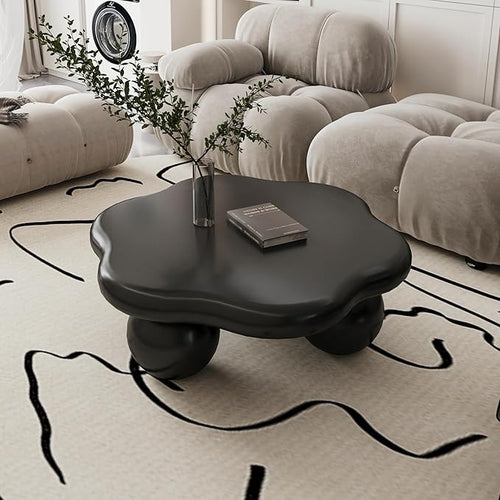 35" Cloud Coffee Table with 3 Ball Legs, Modern Minimalist Petal Center Table by BSYEIO