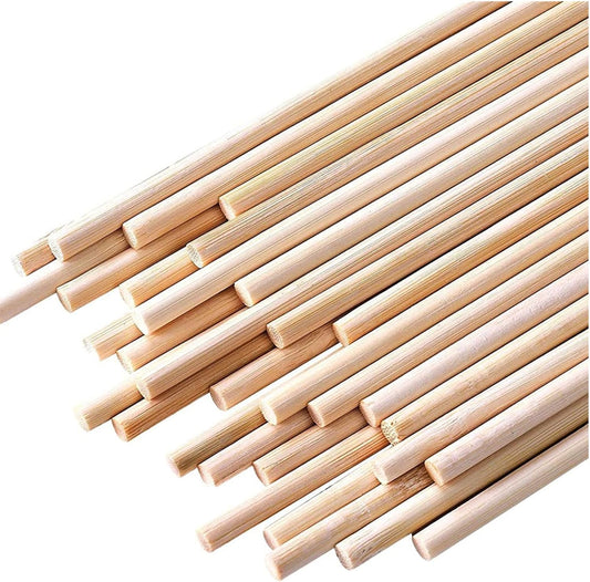 HOPELF 100PCS Dowel Rods - 1/4 x 12 Inch Bamboo Sticks - for Crafts, Cake Dowels and DIYers