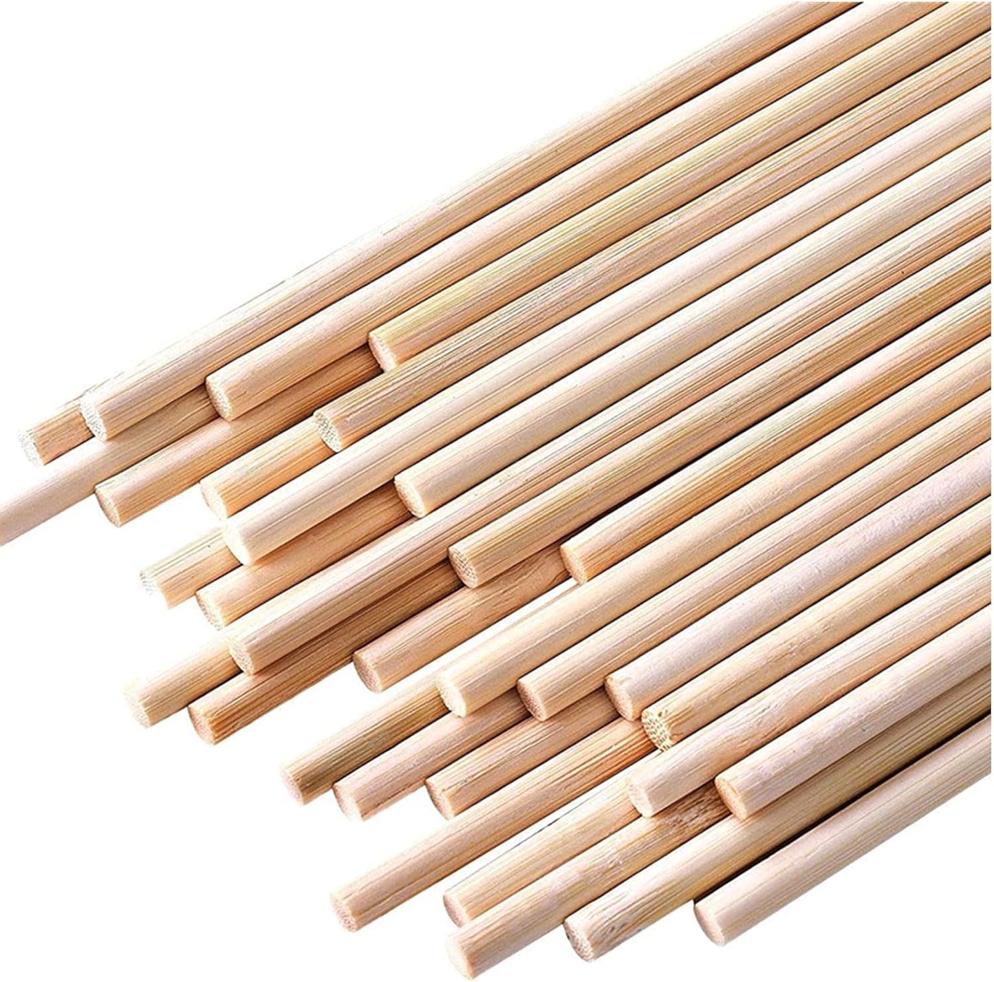 HOPELF 25pcs Bamboo Dowel Rod Assortment - 1/4 x 17.5 Inch, Wooden Sticks for DIY Crafts