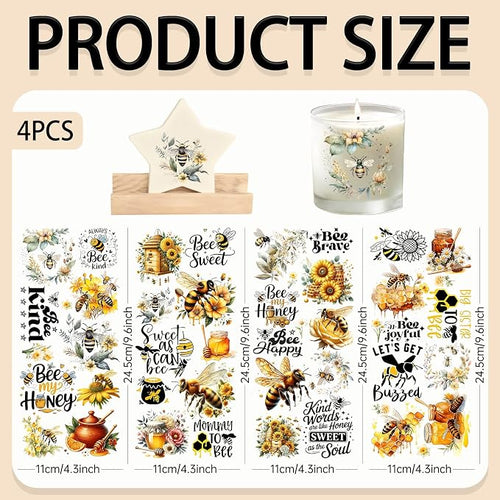 4 Sheets Rub on Transfers for Crafts, Bees Furniture Transfers for Wood - Image 2