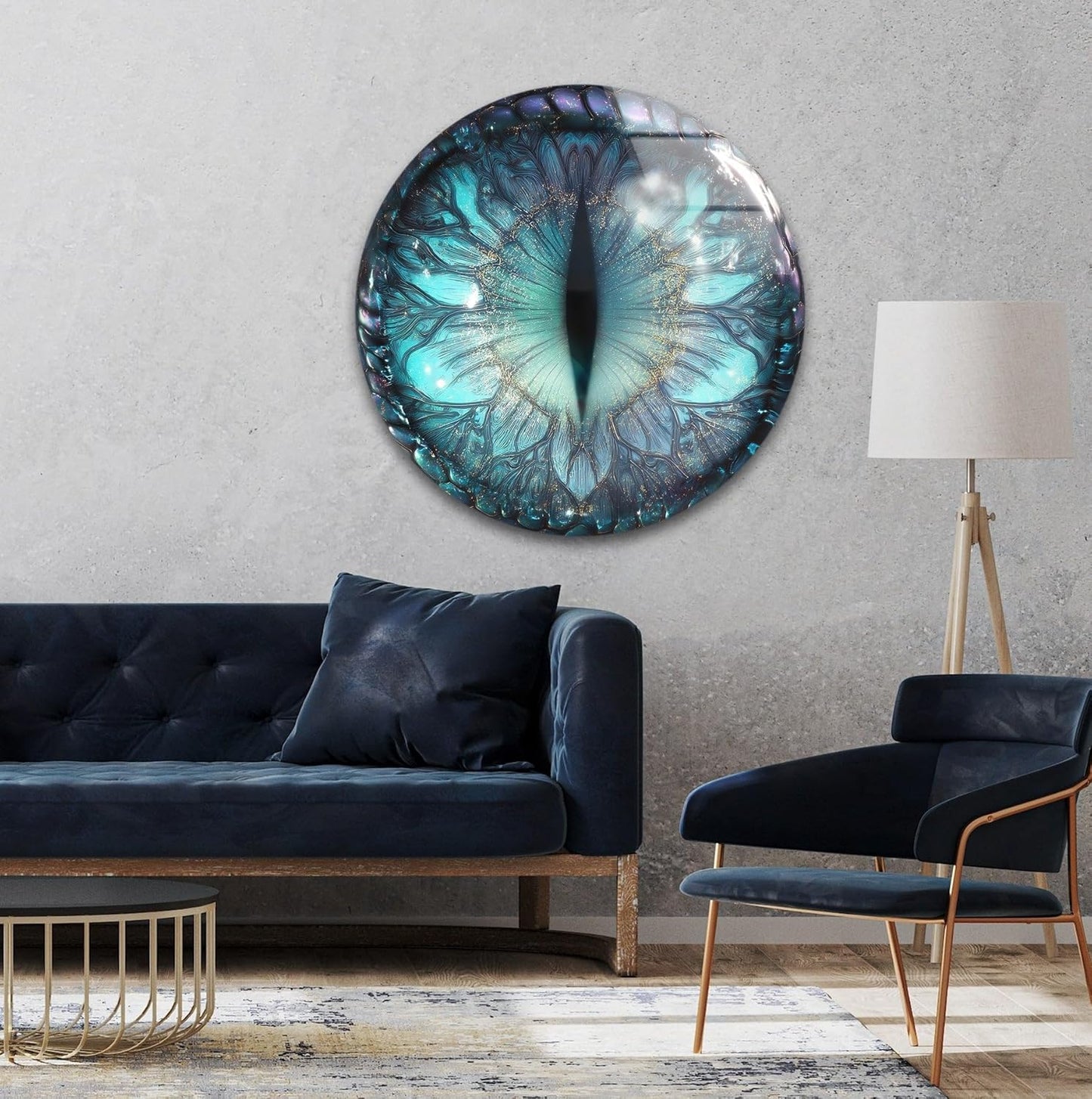 My Photostation.com 10''(25cm) Diameter Mystical Dragon Eye Round Glass Wall Art Tempered Glass Printing Wall Decor Large Wall Art Wall Hangings