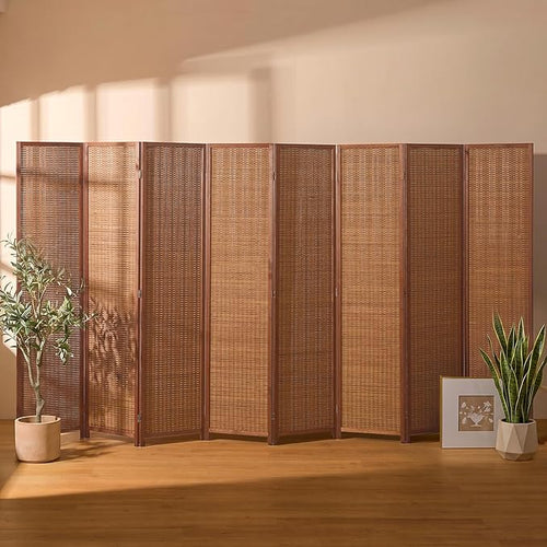 8 Panel Room Divider and Extra Wide Folding Privacy Screen, Bamboo Room Divider by cocosica