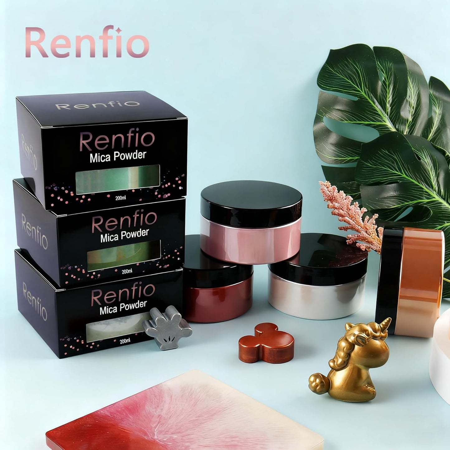 Renfio 100g Mica Powder Pigment, Metallic Natural Dye Mineral Pearl Shimmer Epoxy Resin Dye for Painting Soap Making Slime Bath Bombs 3.5 Oz - Cherry Red