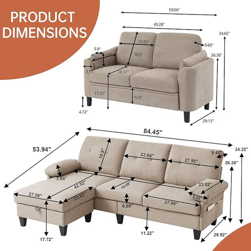 5 Seat Sectional Sofa Set for Living Room Set - Image 2