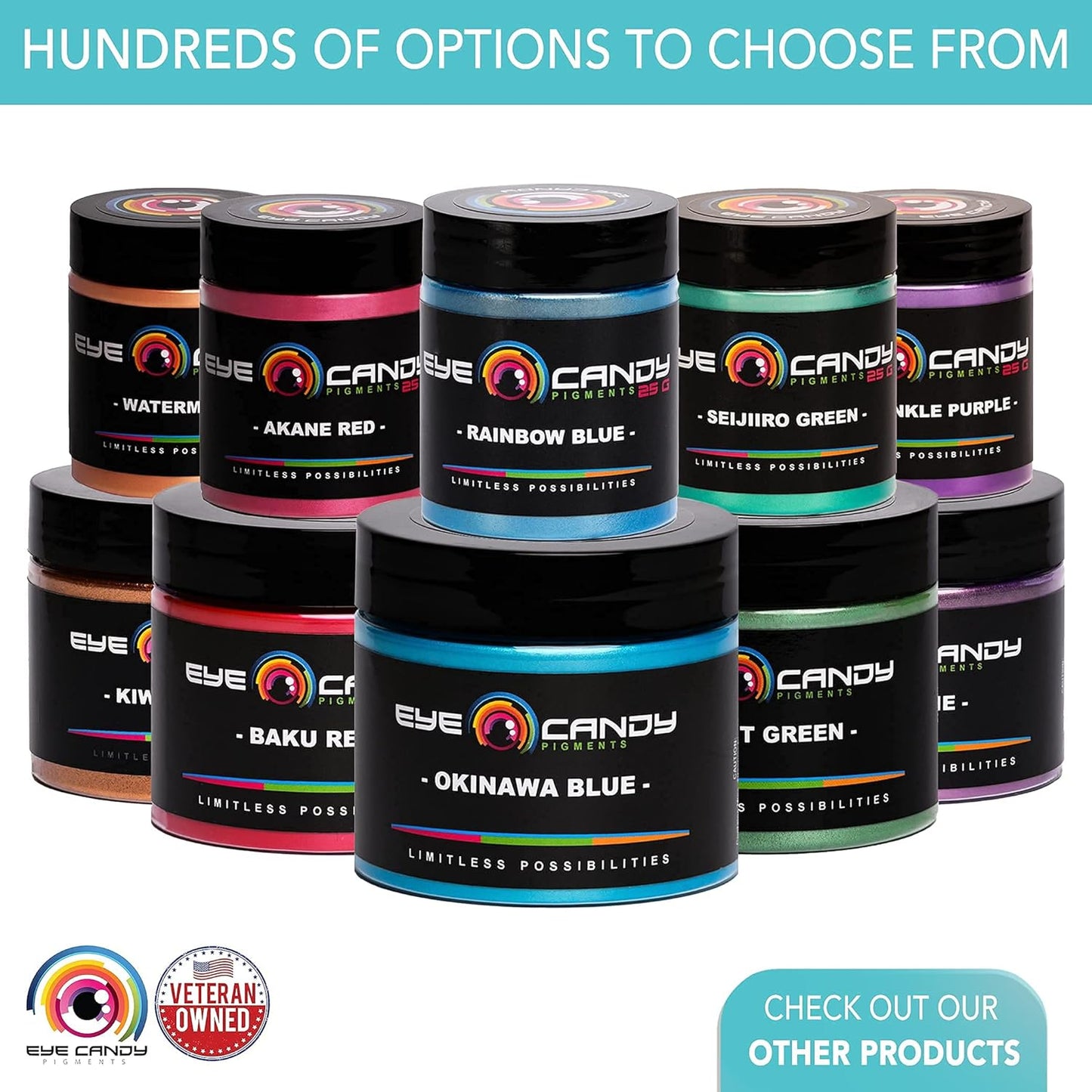 Eye Candy Pigments Variety Mica Pigment Powder Set A - Epoxy Resin Art - Woodworking - Cosmetic Grade Mica Powder - Bath Bombs - Pigment Powder Variety Pack - 50g - Non-Toxic - Skin Safe