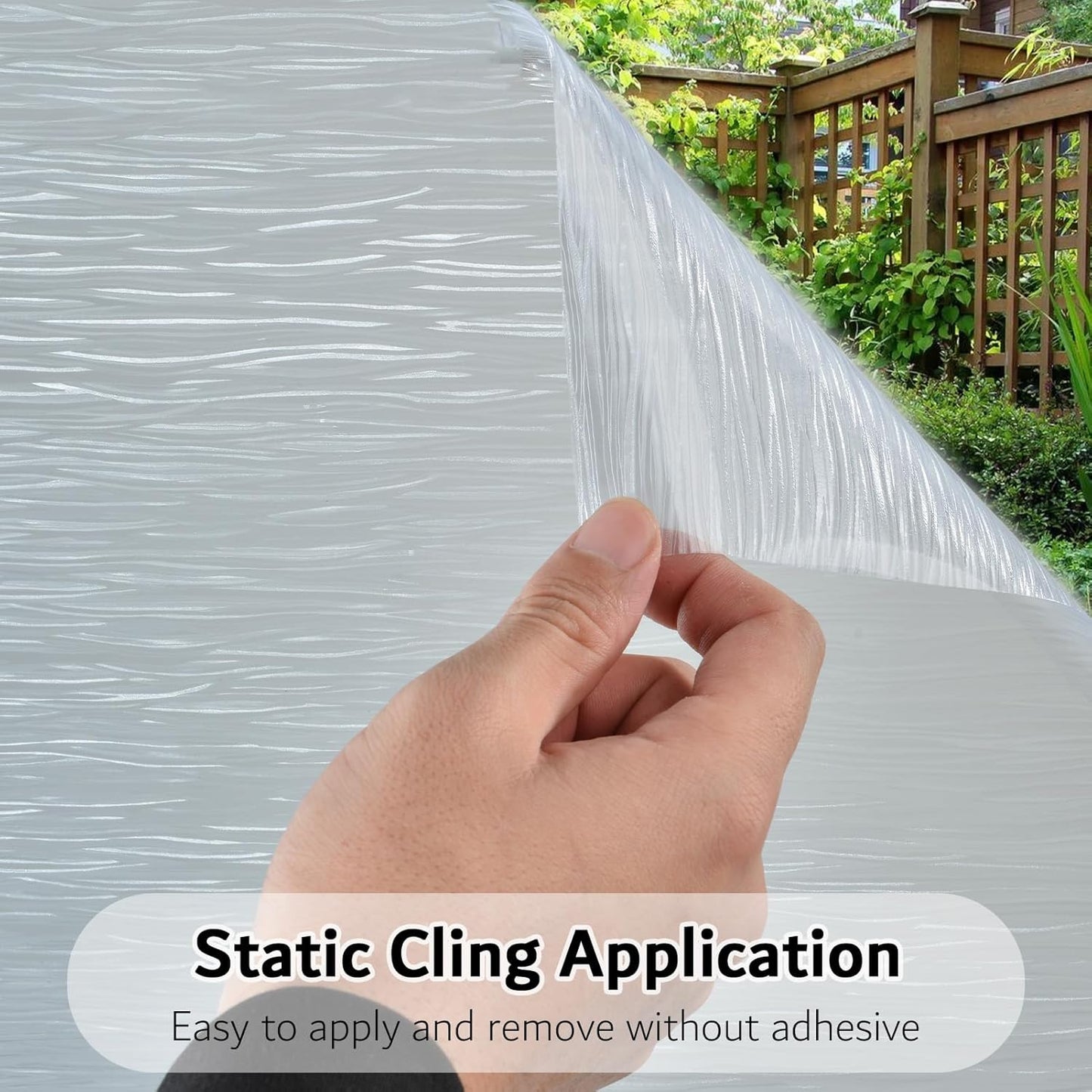 VELIMAX Frosted Window Privacy Film Non Adhesive Window Cling Removable Glass Covering Clear Water Opaque Window Film for Home Anti UV 17.7x78.7 inches