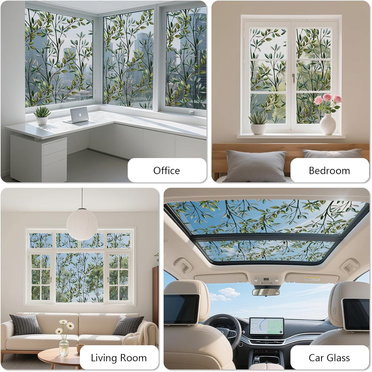 NINETREX One Way Window Privacy Film, Daytime Privacy Static Cling Sun Blocking Anti UV Reflective Window Tint for Home and Office 35.4 x 157.4 inches, Silver Leaf