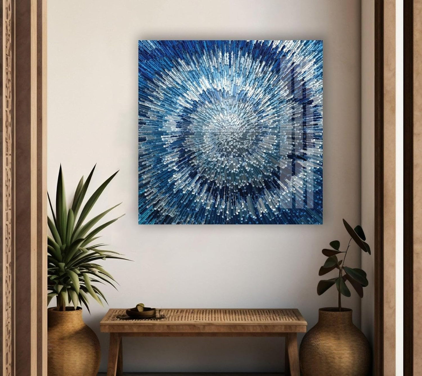 My Photostation.com 43Wx27H'' Abstract Blue Textured Glass Wall ArtTempered Glass Printing Wall Decor Large Wall Art Wall Hangings