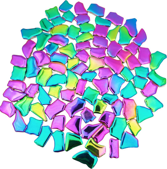 0.78"-1.57" Irregular Ceramics Mosaic Tiles,1.1LB Mosaic Pieces Stones for Home Decoration DIY Craft Plates Flowerpots Vases Cups Mosaic Making Supplies (Rainbow)