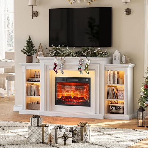 72" LED Lights Electric Fireplace by BOSHIROFurniture