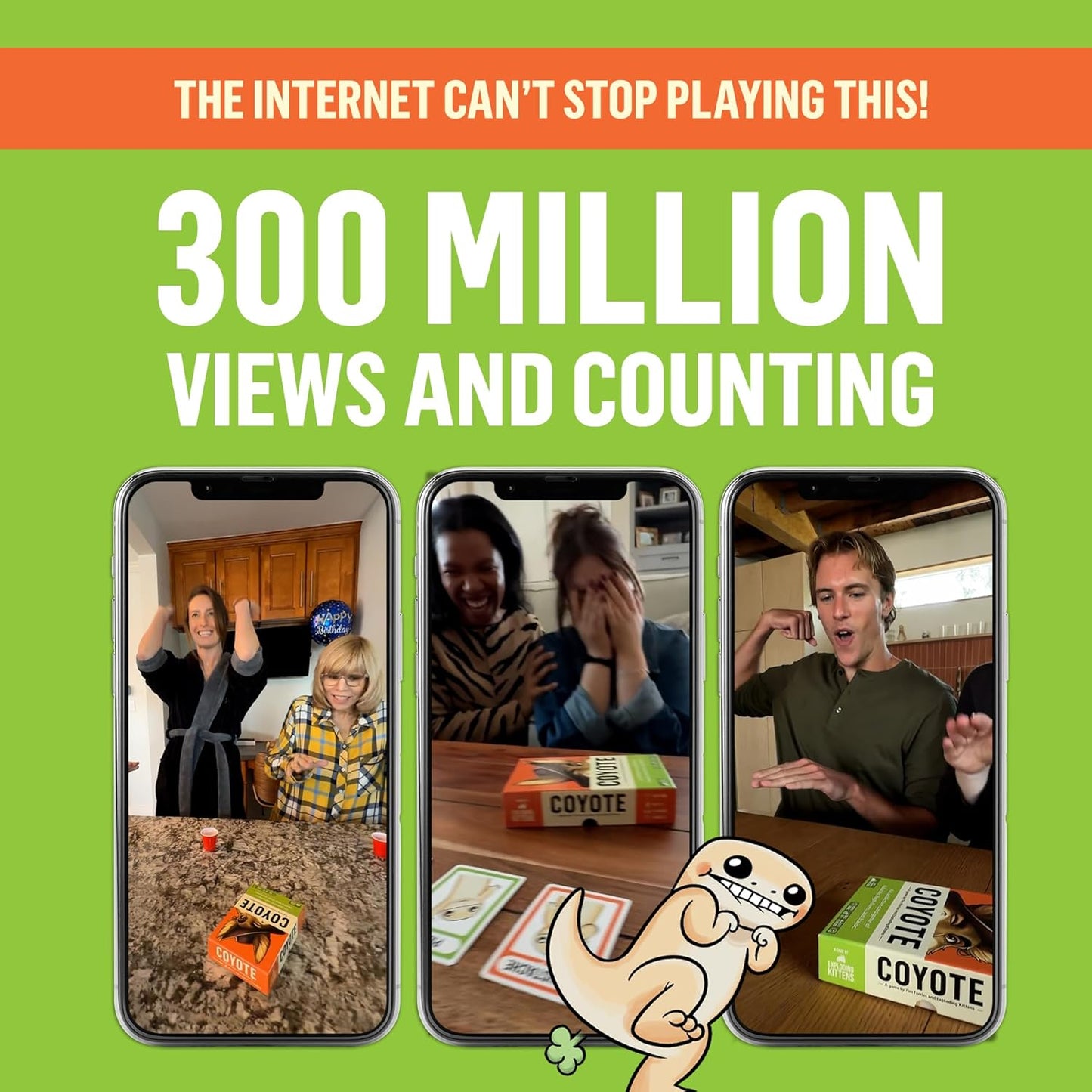 Exploding Kittens Coyote Created by Tim Ferriss, Special Edition Large Box: Includes 6 Unique Action Cards: a Party Game for 3-8 Players, Ages 10 and Up, Great for Family Night