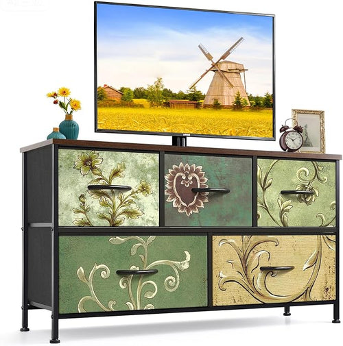 5-Drawer Dresser for Bedroom, Anti-Tip Wide Storage Organizer Fabric Chest of by SageNest