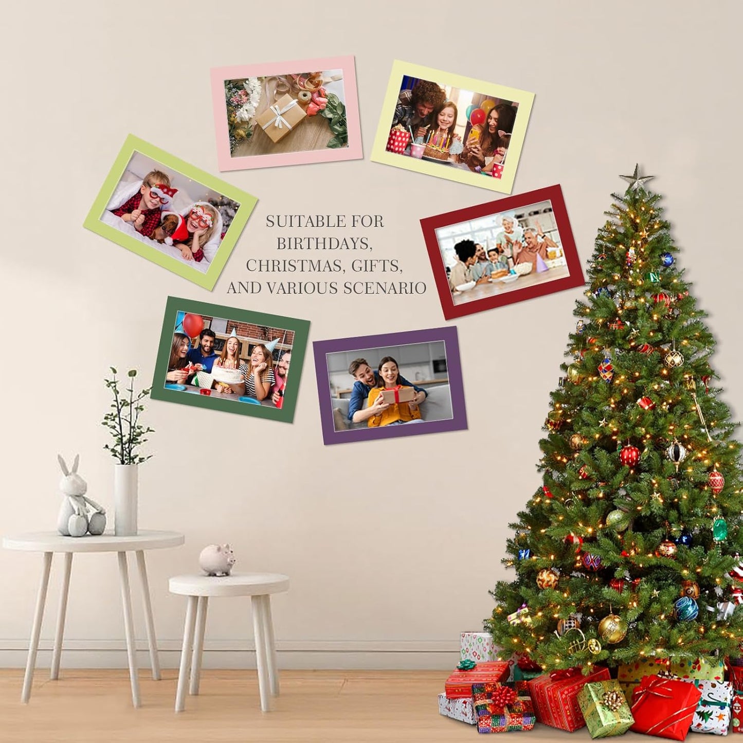 Egofine 14 Packs Picture Frame Mats, 8x10 Picture Mats for 5x7 Photos, Acid-Free Mixed Colors Pre-Cut Photo Board for Photos, Prints, Artworks