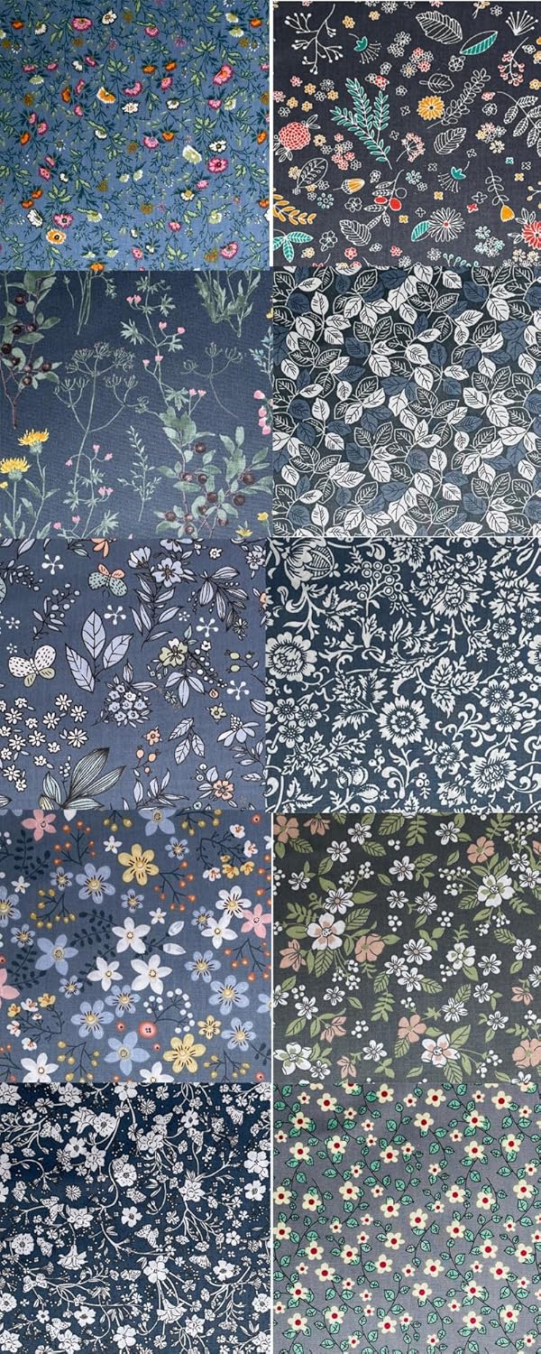 HANPATQUI 50PCS 8 x 8 inch Grey Printed 100% Cotton Fat Quarters Fabric for Sewing and Quilting Bundles Precut Fabric Square for DIY Craft Patchwork