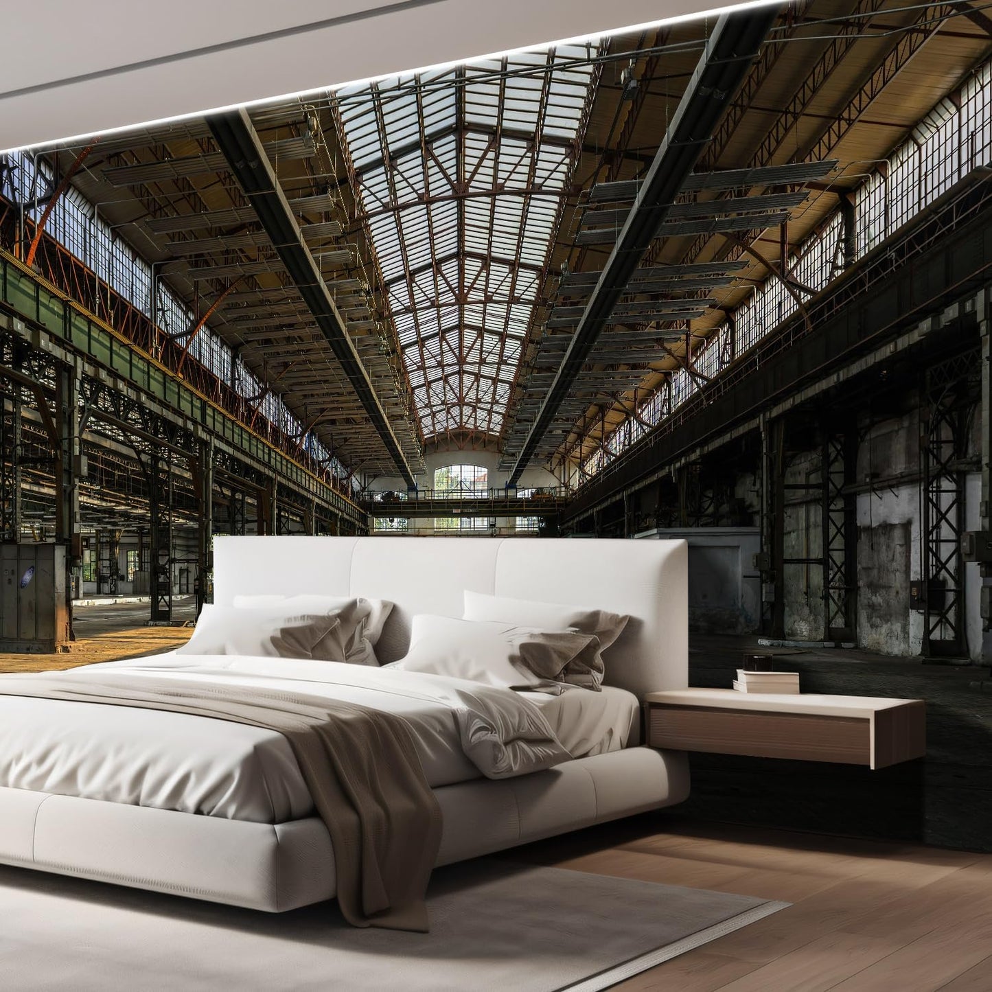 wall26 - Industrial Interior of an Old Factory Building - Removable Wall Mural | Self-Adhesive Large Wallpaper - 100x144 inches