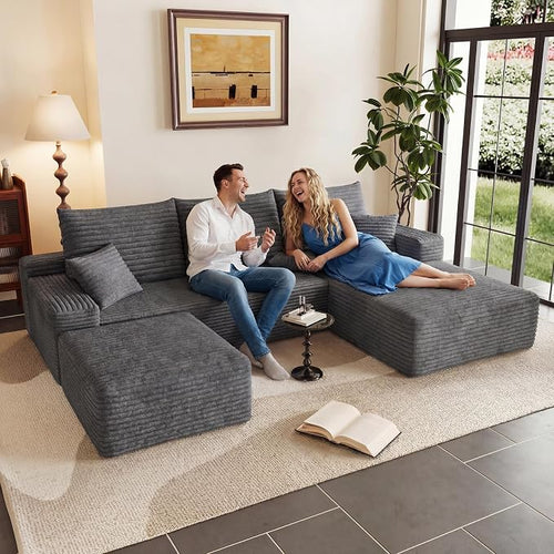 95" Cloud Sectional Couch U-Shaped Chaise by ODUWA